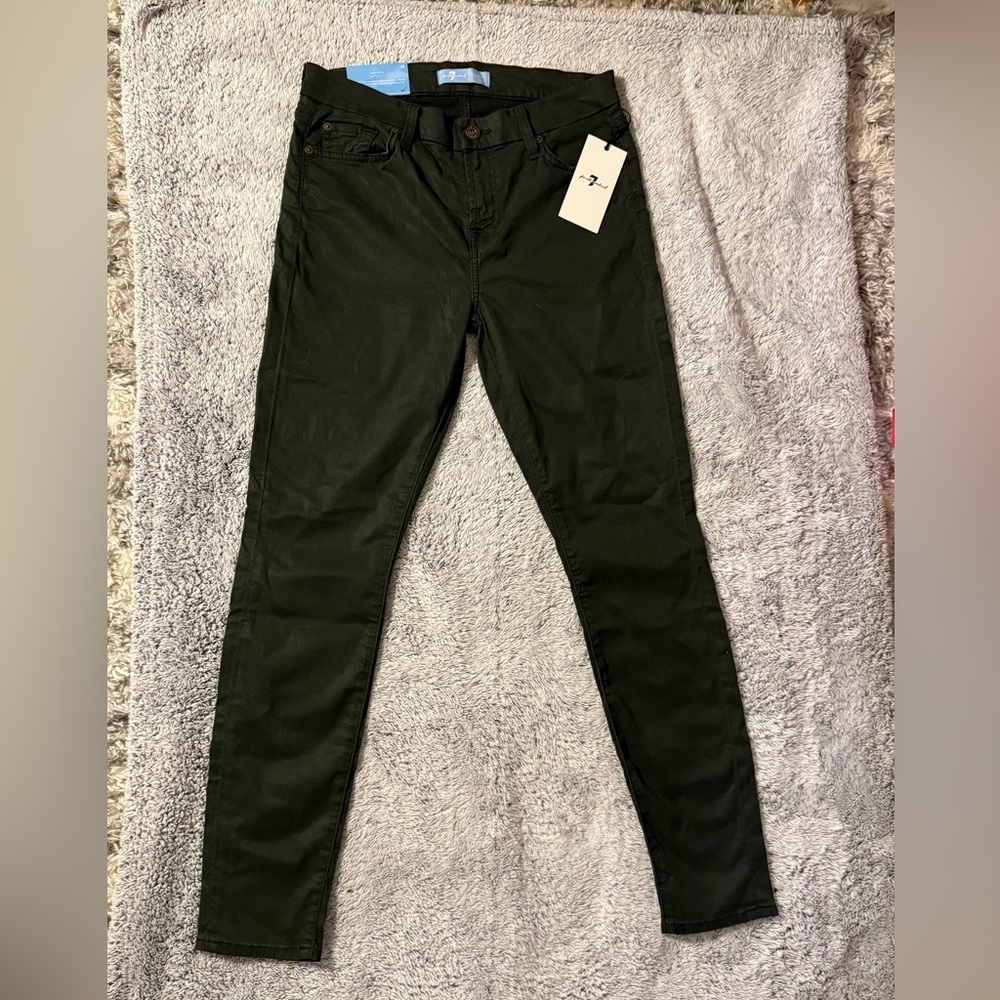 7 For all Mankind Dark Green Skinny Jeans